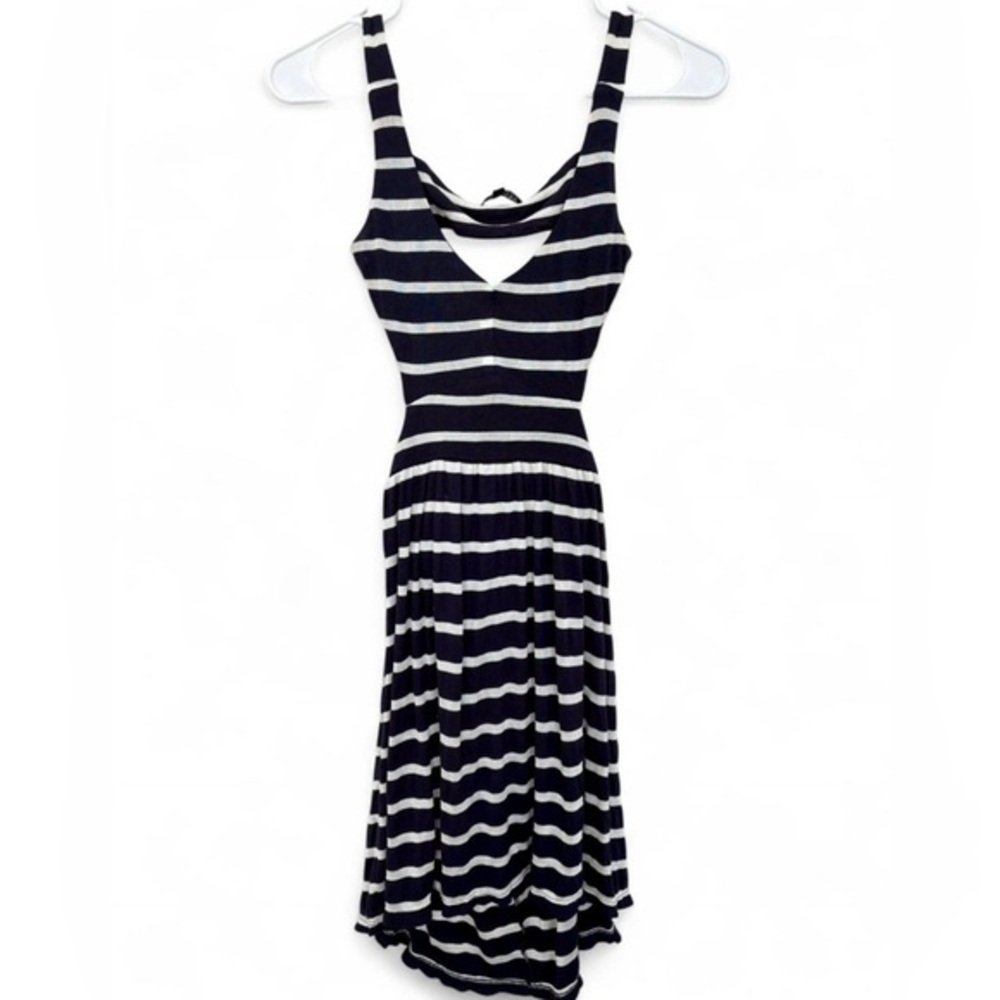 Ocean Drive Navy White Striped Open Back Mini Dress Small Soft‎ Stretch Beach